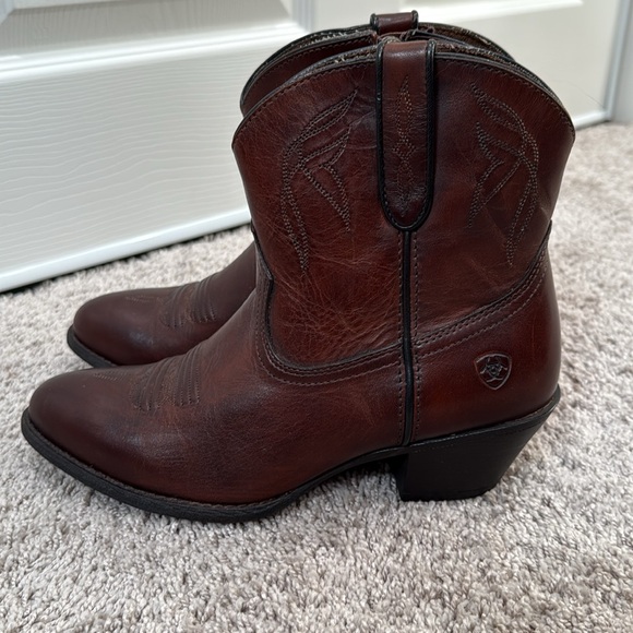 Ariat Darlin Chestnut Leather Ankle Boots cowboy boots western - Picture 5 of 8